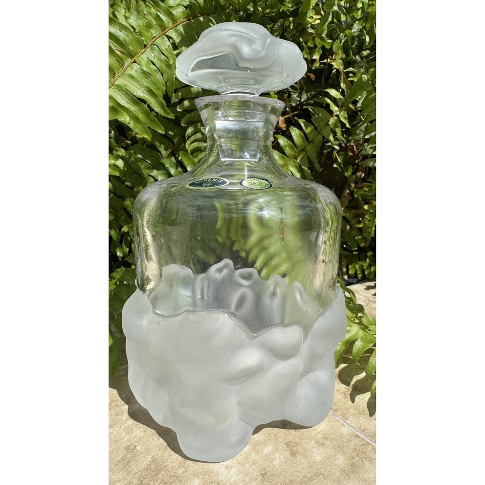 Bohemia 24% pbo Lead Crystal Glass‎ Decanter Czech Republic Frosted Ice glass